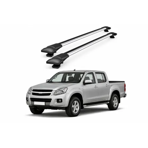 Bare portbagaj transversale auto aluminiu compatibile Chevrolet D-Max (Rt50) cabina dubla 2012-2015 92-92 cm