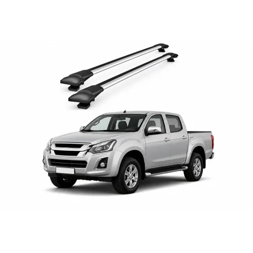 Bare portbagaj transversale auto aluminiu compatibile Chevrolet D-Max (Rt85) cabina dubla 2016-2019 92-92 cm