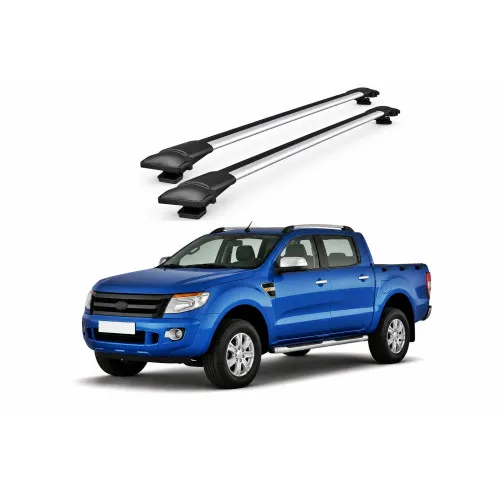 Bare portbagaj transversale auto aluminiu compatibile Ford Ranger (T6) cabina dubla 2011-2015 92-92 cm