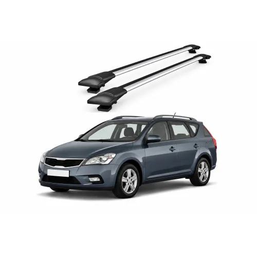 Bare portbagaj transversale auto aluminiu compatibile Kia Cee'D Sportswagon (Ed) combi 2007-2012 84-84 cm
