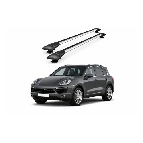 Bare portbagaj transversale auto aluminiu compatibile Porsche Cayenne (92A E2) SUV 2010-2017 92-100 cm