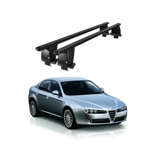 Bare transversale portbagaj auto aluminiu compatibile plafon neted Alfa Romeo 159 2005-2013 argintii sau negre Kit-109 — imaginea 2