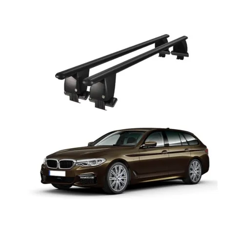 Bare transversale portbagaj auto aluminiu compatibile plafon neted BMW Seria 5 G31 Touring 2017-> argintii sau negre Kit-101 — imaginea 2