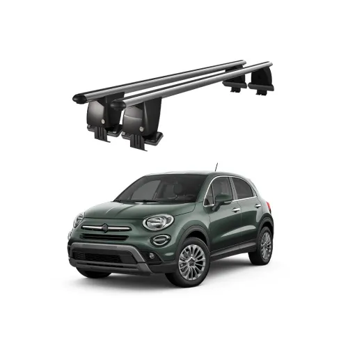 Bare transversale portbagaj auto aluminiu compatibile plafon neted Fiat 500X 2015-> argintii sau negre Kit-102