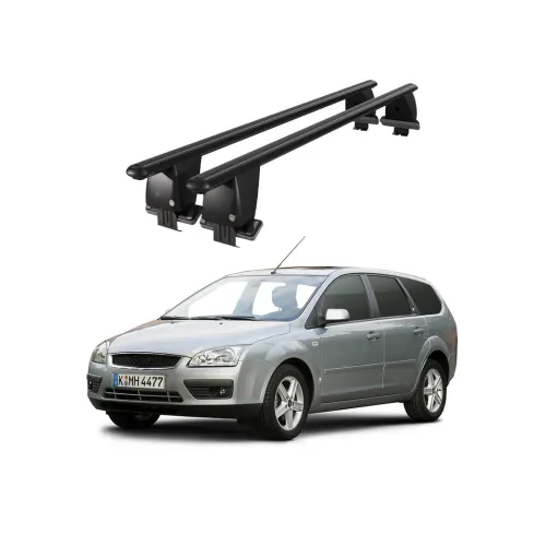 Bare transversale portbagaj auto aluminiu compatibile plafon neted Ford Focus II Combi 2004-2011 argintii sau negre Kit-101 — imaginea 2