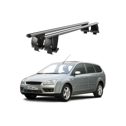 Bare transversale portbagaj auto aluminiu compatibile plafon neted Ford Focus II Combi 2004-2011 argintii sau negre Kit-101