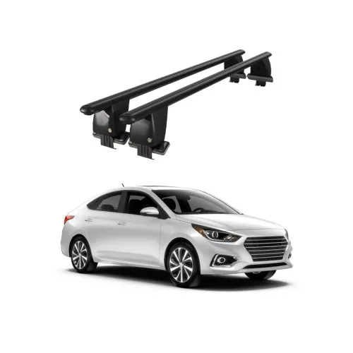 Bare transversale portbagaj auto aluminiu compatibile plafon neted Hyundai Accent V HC Hatchback 2017-> argintii sau negre Kit-108 — imaginea 2
