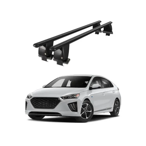 Bare transversale portbagaj auto aluminiu compatibile plafon neted Hyundai Ioniq AE 2016-> argintii sau negre Kit-102 — imaginea 2
