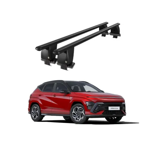Bare transversale portbagaj auto aluminiu compatibile plafon neted Hyundai Kona Hybrid 2018-> argintii sau negre Kit-108 — imaginea 2