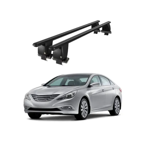 Bare transversale portbagaj auto aluminiu compatibile plafon neted Hyundai Sonata VI YF 2009-2014 argintii sau negre Kit-102 — imaginea 2