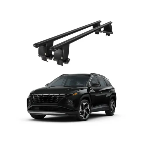 Bare transversale portbagaj auto aluminiu compatibile plafon neted Hyundai Tucson NX4 2020-> argintii sau negre Kit-108 — imaginea 2