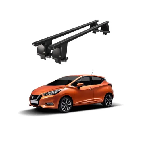 Bare transversale portbagaj auto aluminiu compatibile plafon neted Nissan Micra K14 2017-> argintii sau negre Kit-108 — imaginea 2