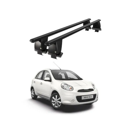 Bare transversale portbagaj auto aluminiu compatibile plafon neted Nissan Micra March K13 2010-2017 argintii sau negre Kit-101 — imaginea 2