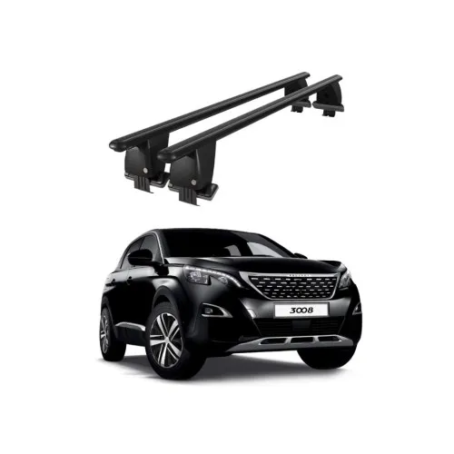 Bare transversale portbagaj auto aluminiu compatibile plafon neted Peugeot 3008 2016-2020 argintii sau negre Kit-107 — imaginea 2