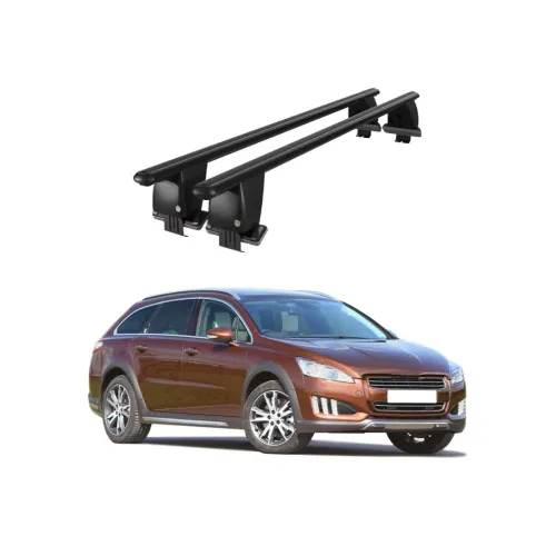 Bare transversale portbagaj auto aluminiu compatibile plafon neted Peugeot 508 Combi 2010-2018 argintii sau negre Kit-101 — imaginea 2