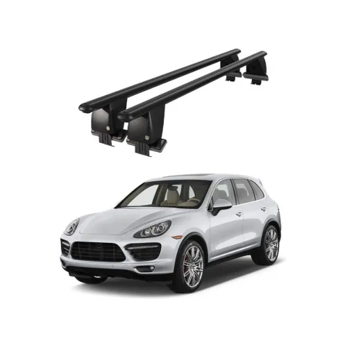 Bare transversale portbagaj auto aluminiu compatibile plafon neted Porsche Cayenne 92A 2011-2017 argintii sau negre Kit-102 — imaginea 2