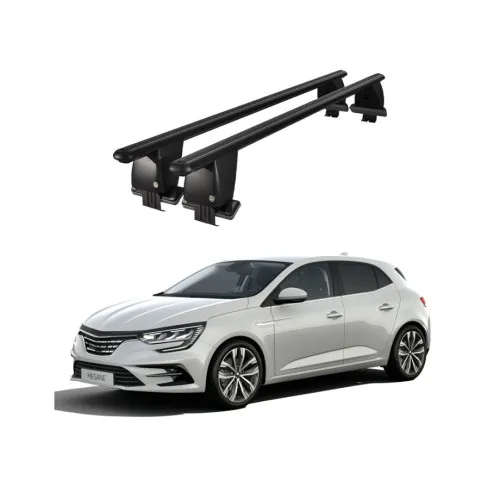 Bare transversale portbagaj auto aluminiu compatibile plafon neted Renault Megane IV 2016-> argintii sau negre Kit-104 — imaginea 2