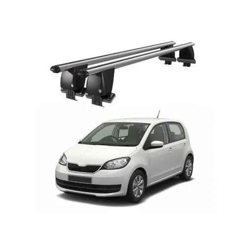Bare transversale portbagaj auto aluminiu compatibile plafon neted Skoda Citigo 2012-> argintii sau negre Kit-103