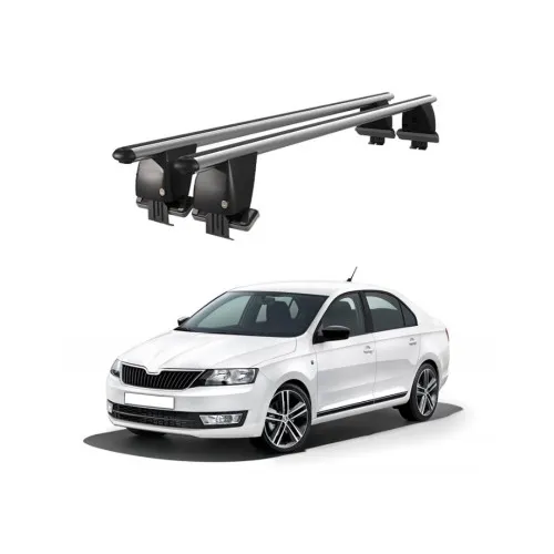 Bare transversale portbagaj auto aluminiu compatibile plafon neted Skoda Rapid NH1 2012-> argintii sau negre Kit-101