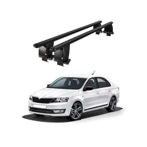 Bare transversale portbagaj auto aluminiu compatibile plafon neted Skoda Rapid NH1 2012-> argintii sau negre Kit-101 — imaginea 2