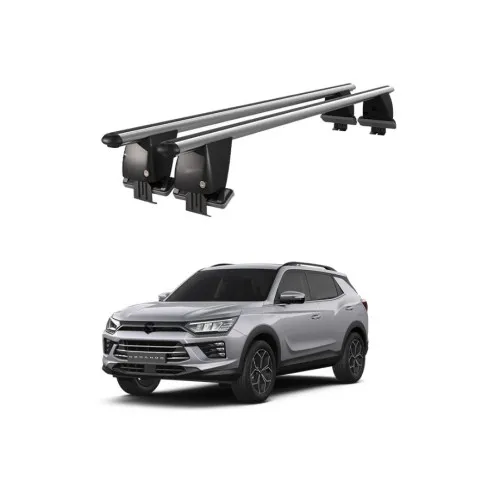 Bare transversale portbagaj auto aluminiu compatibile plafon neted SsangYong Korando 2019-> argintii sau negre Kit-108