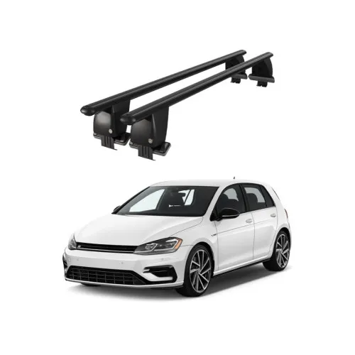 Bare transversale portbagaj auto aluminiu compatibile plafon neted Volkswagen Golf 7 5G 2012-2019 argintii sau negre Kit-105 — imaginea 2