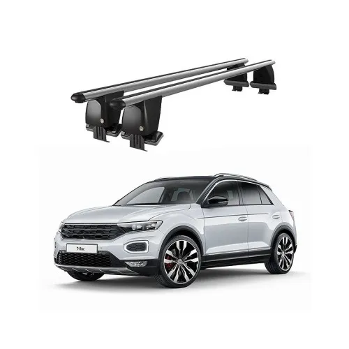 Bare transversale portbagaj auto aluminiu compatibile plafon neted Volkswagen T-Roc A1 2018-> argintii sau negre Kit-108