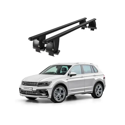 Bare transversale portbagaj auto aluminiu compatibile plafon neted Volkswagen Tiguan II AD1 R-Line 2016-> argintii sau negre Kit-108 — imaginea 2