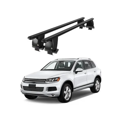 Bare transversale portbagaj auto aluminiu compatibile plafon neted Volkswagen Touareg II 7P 2010-2013 argintii sau negre Kit-102 — imaginea 2