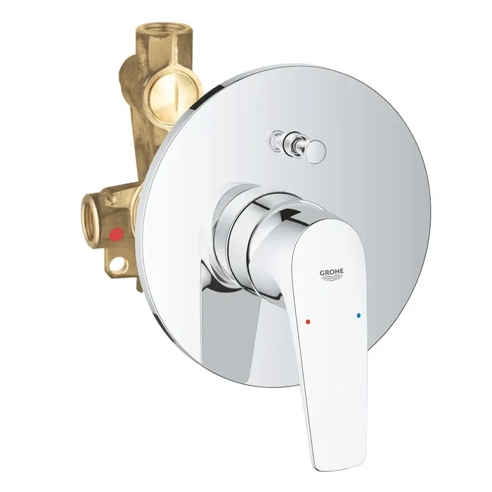 Baterie baie incastrata pentru cada / dus, Grohe Start Flow 29117000, montaj incastrat, monocomanda, finisaj cromat
