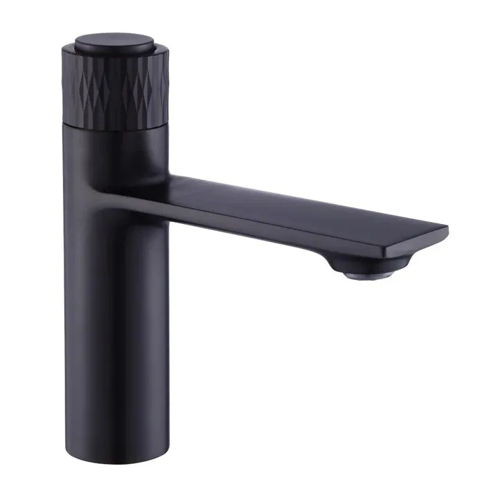 Baterie baie pentru lavoar cu finisaj negru, ventil inclus, Kadda Fendi, montaj stativ, monocomanda