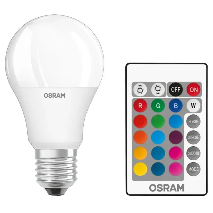Bec LED color Osram clasic A60 E27 9.7 W 806 lm lumina calda / RGB 2700 K, dimabil + telecomanda