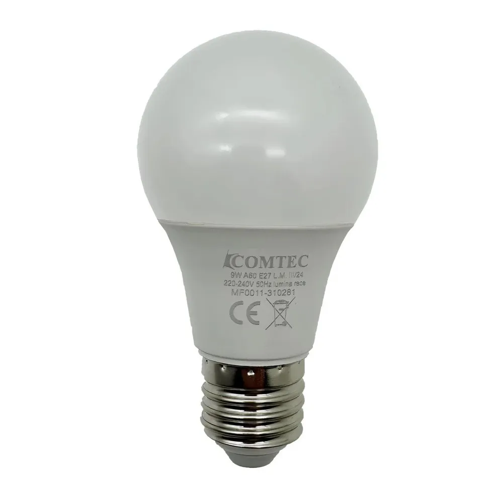 Bec LED Comtec clasic A60 E27 9 W 810 lm lumina rece 6500 K
