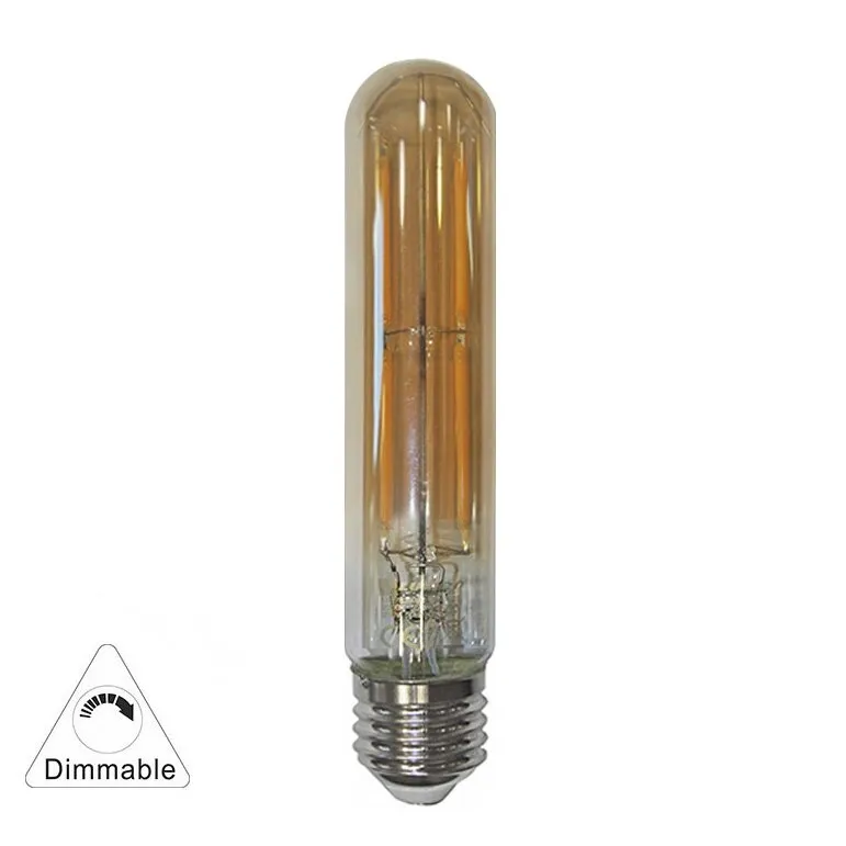 Bec LED decorativ Adeleq Lumen 13-27826009 tubular T125 E27 6 W 600 lm lumina calda 2200 K, dimabil, auriu