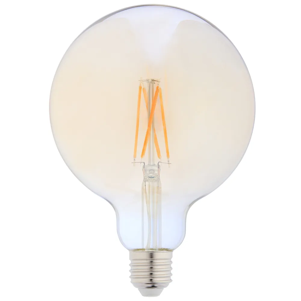 Bec LED filament Hoff glob G125 E27 8 W 950 lm lumina calda 2500 K, auriu, dimabil