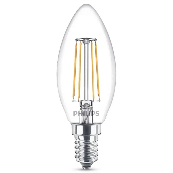 Bec LED filament Philips lumanare B35 E14 4.3 W 470 lm lumina calda 2700 K