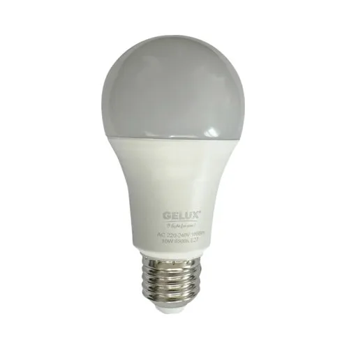 Bec LED Gelux E27 10W 1055 lumeni, glob mat A60, lumina rece