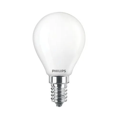 Bec LED Philips E14 4, 3W 470 lumeni, glob mat P45, lumina calda