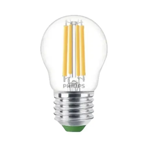Bec LED Philips E27 2, 3W 485 lumeni, glob clar P45, lumina calda CRI80