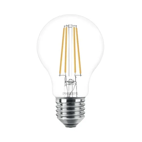 Bec LED Philips E27 7W 806 lumeni, glob clar A60, lumina calda