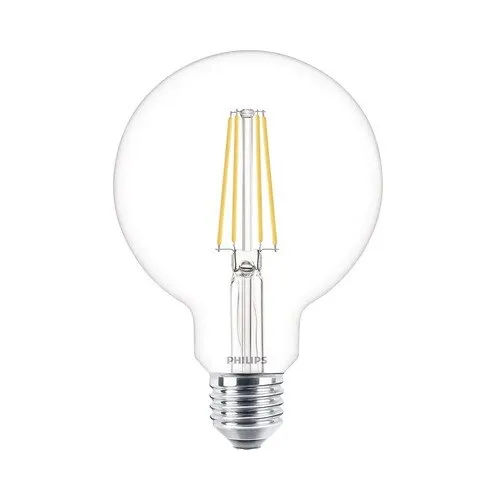 Bec LED Philips E27 7W 806 lumeni, glob clar G93, lumina calda