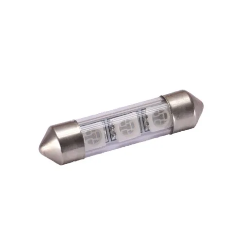 Bec LED Sofit 39 mm sticla 3 SMD 5050 12V lumina verde