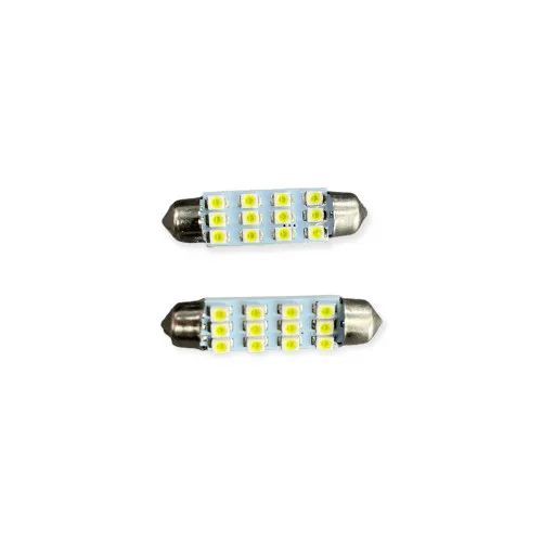 Bec LED SOFIT 43mm 12 SMD 3528 12V Lumina Alba