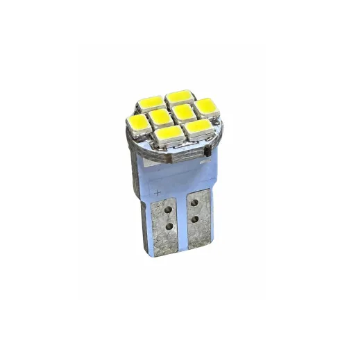 Bec LED T10 W5W 8 SMD 1206 6000K 12V lumina alba — imaginea 2