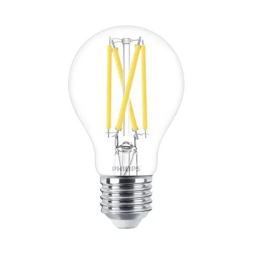 Bec LED variabil Philips E27 5, 9W 806 lumeni, glob clar A60, lumina calda
