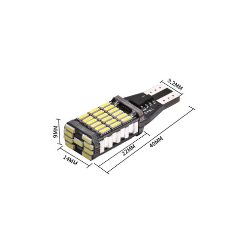 Bec T15 45SMD 4014 12V Canbus 600 lumen Lumina alba — imaginea 2