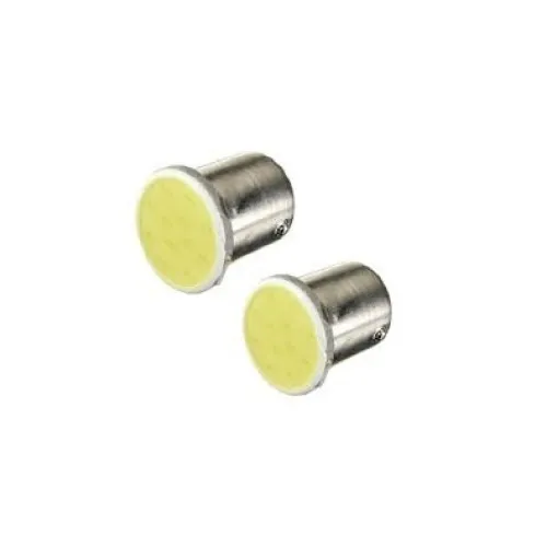 Becuri cireasa LED 3W COB BA15S tip vechi simetric lumina galbena 12V omologare E8 set 2 bucati