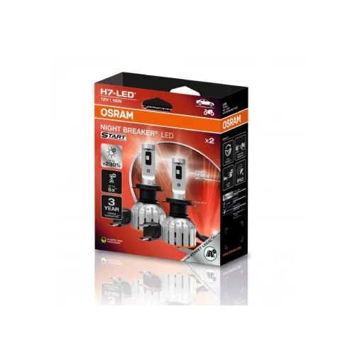 Becuri LED auto Osram Night Breaker Gen 2+ Pro H7 12V 16W 6000K pana la +230% omologare RAR set 2 bucati — imaginea 2