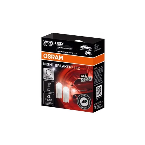 Becuri LED auto Osram Night Breaker W5W T10 12V 1W 50 lm 5700K omologare RAR set 2 bucati — imaginea 2