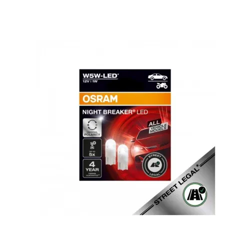 Becuri LED auto Osram Night Breaker W5W T10 12V 1W 50 lm 5700K omologare RAR set 2 bucati — imaginea 3